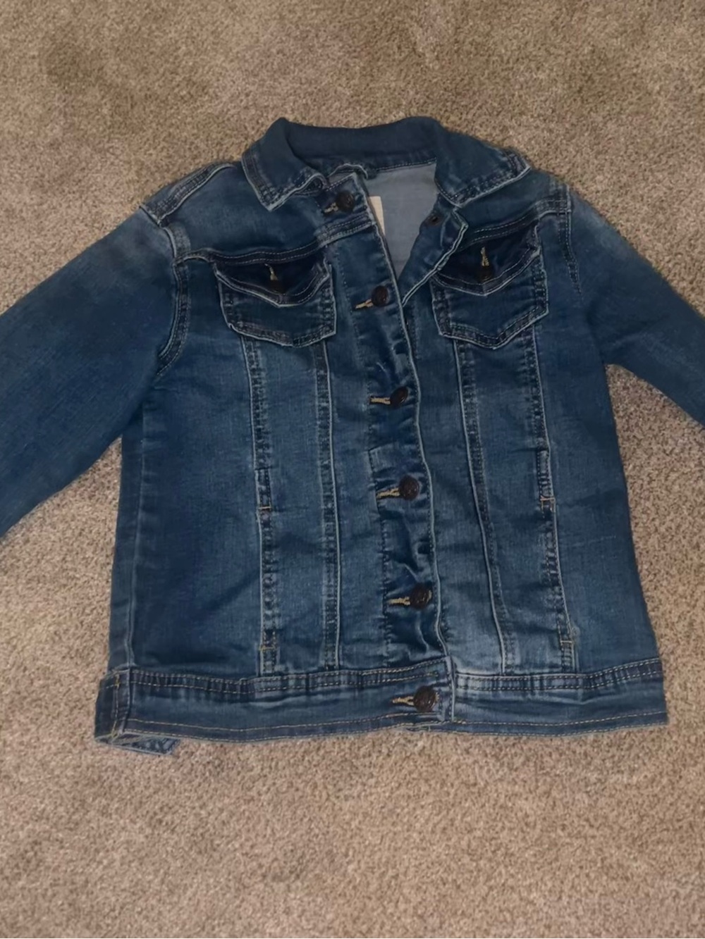 Copper Key Dark Blue Kids Denim Jacket with Button Front